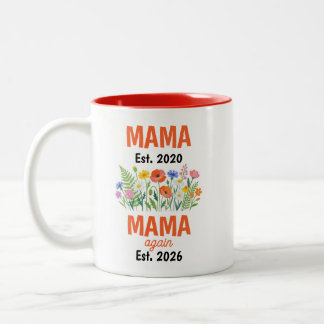 Tasse 2 Couleurs Annonce de grossesse personnalisée Mama Again