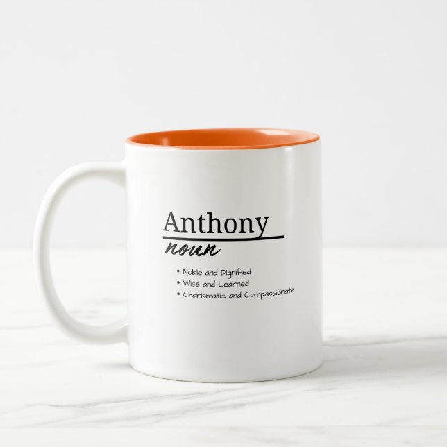Tasse 2 Couleurs Anthony, Garçon Personnalisé Nom Définition (Gauche)