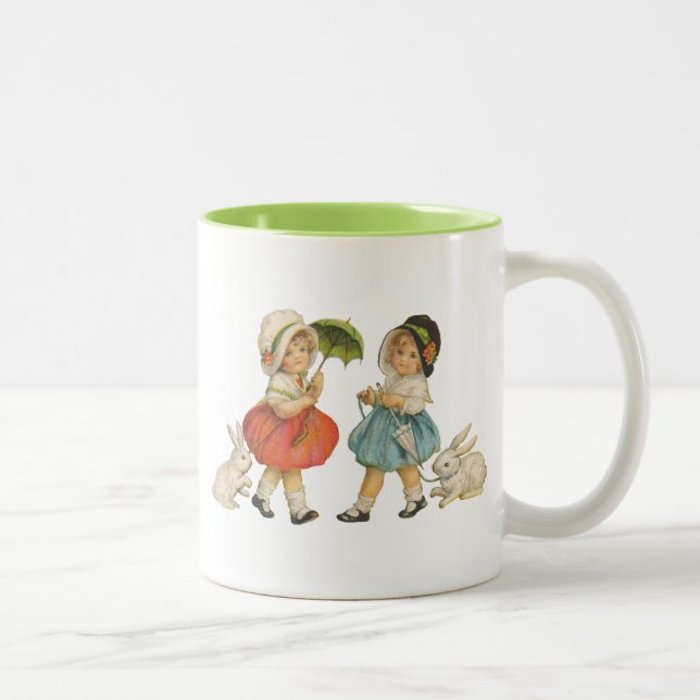 Tasse 2 Couleurs Antique Enfants Rabat Art de Pâques (Droit)