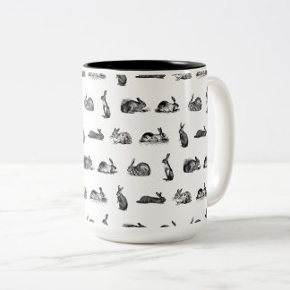 Tasse 2 Couleurs Antique lapins L'art lapin Vintage L'art personnal