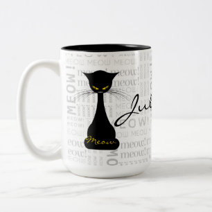 Tasse 2 Couleurs APAL : Coutume de Meow de chat noir