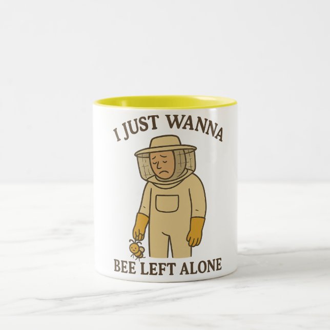 Tasse 2 Couleurs Apiculteur drôle – Pun “Je veux juste être laissé  (Centre)