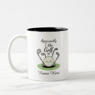 Tasse 2 Couleurs Apparemment j'aime le golf nom personnalisé
