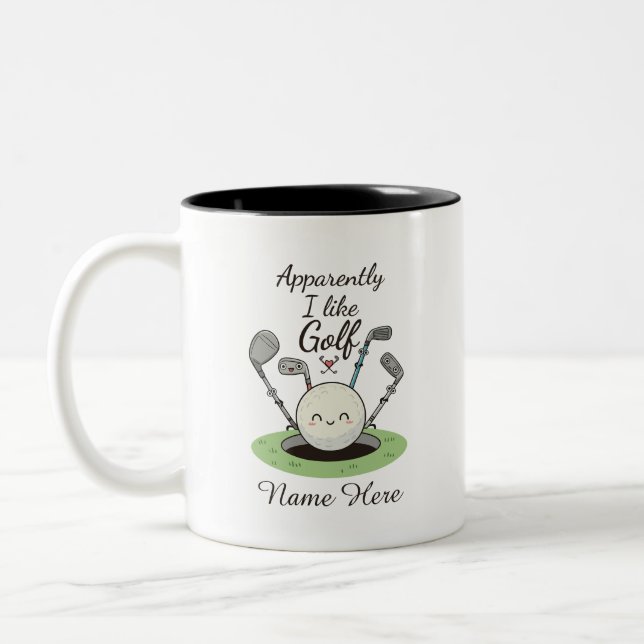 Tasse 2 Couleurs Apparently I Like Golf personalized Name  (Gauche)