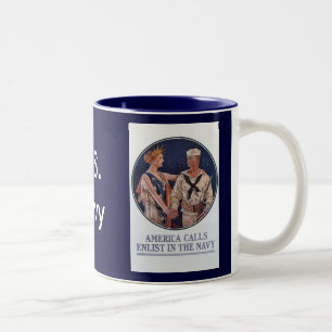 Tasse 2 Couleurs Appels vintages de l'Amérique de marine des USA