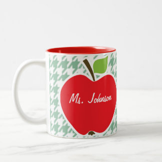 Tasse 2 Couleurs Apple mignon sur le pied-de-poule de vert de mer