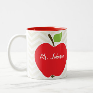 Tasse 2 Couleurs Apple sur Chevron beige ; zigzag