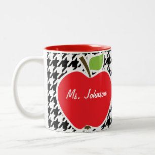 Tasse 2 Couleurs Apple sur le pied-de-poule noir et blanc