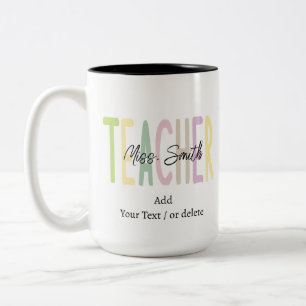 Tasse 2 Couleurs Appréciation de l'enseignant   Nom et texte de l'e