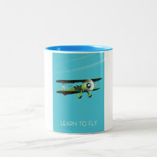 Tasse 2 Couleurs Apprendre à piloter affiche vintage d'avion