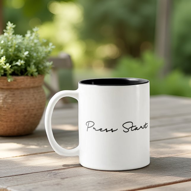 Tasse 2 Couleurs Appuyez sur Démarrer Retro Gaming (Créateur téléchargé)