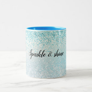Tasse 2 Couleurs Aqua Blue Ombre Glitzy Sparkle Parties scintillant