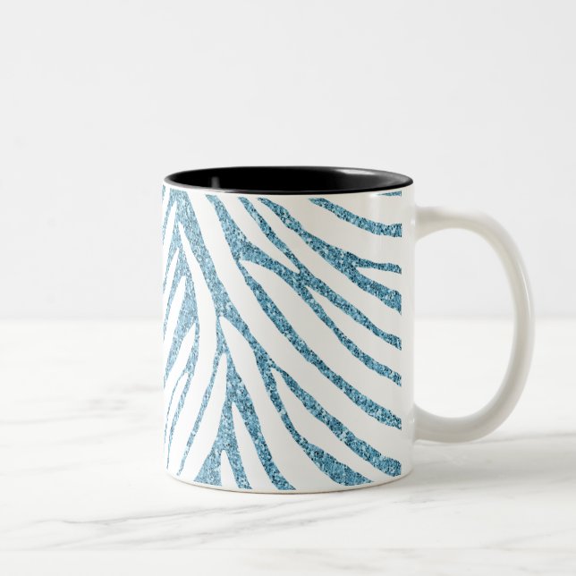 Tasse 2 Couleurs Aqua Faux Glitter Zebra Print (Droit)