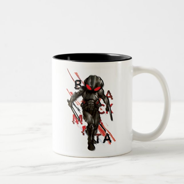 Tasse 2 Couleurs Aquaman | Black Manta Scattered Typography Graphic (Droit)