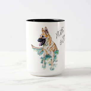 Tasse 2 Couleurs Aquarelle berger allemand Malinois XOXO Chien