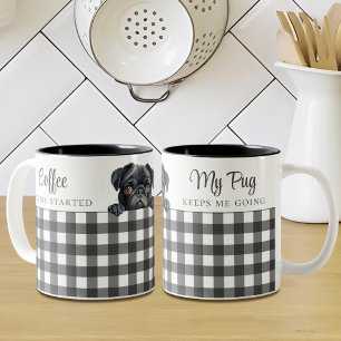Tasse 2 Couleurs Aquarelle Black Carlin Chien Plaid Blanc Personnal