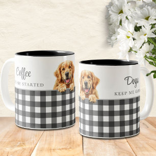 Tasse 2 Couleurs Aquarelle blanche noire Golden Retriever