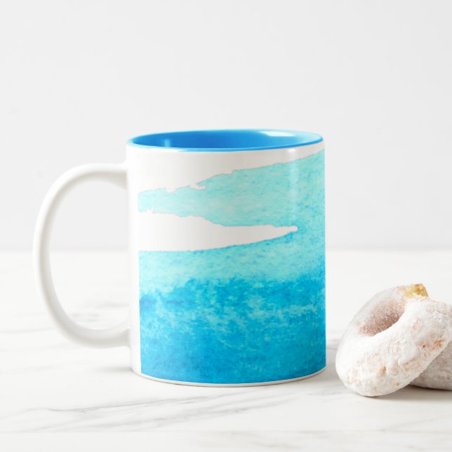 Tasse 2 Couleurs Aquarelle bleu ciel (Avec donut)