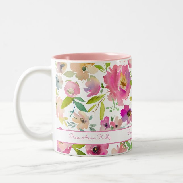 Tasse 2 Couleurs Aquarelle Boho Pastel (Gauche)