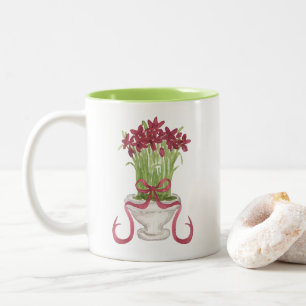 Tasse 2 Couleurs Aquarelle Bourgogne Amaryllis Noël