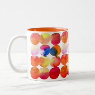 Tasse 2 Couleurs Aquarelle cercle motif art abstrait couleur chaude