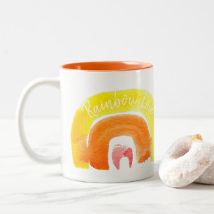 Tasse 2 Couleurs Aquarelle d'amour arc-en-ciel orange