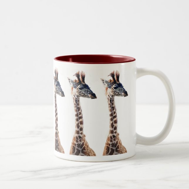 Tasse 2 Couleurs Aquarelle d'animal de faune de "petite girafe" (Droit)