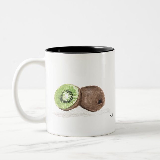 Tasse 2 Couleurs Aquarelle de fruit de Kiwi (Gauche)