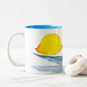Tasse 2 Couleurs Aquarelle de fruit jaune citron