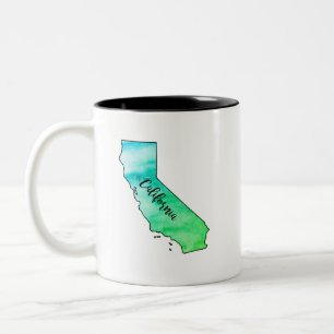 Tasse 2 Couleurs Aquarelle de la carte d'état de Californie