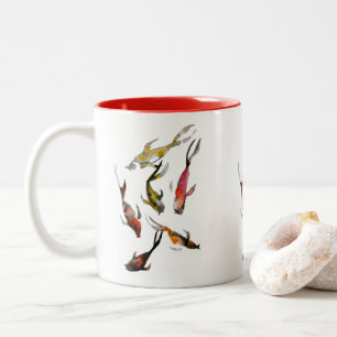 Tasse 2 Couleurs Aquarelle de poisson koi