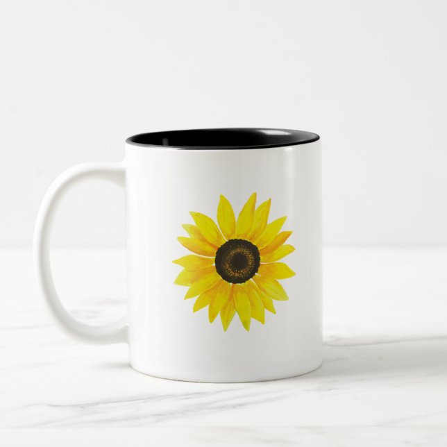 Tasse 2 Couleurs Aquarelle de tournesol (Gauche)