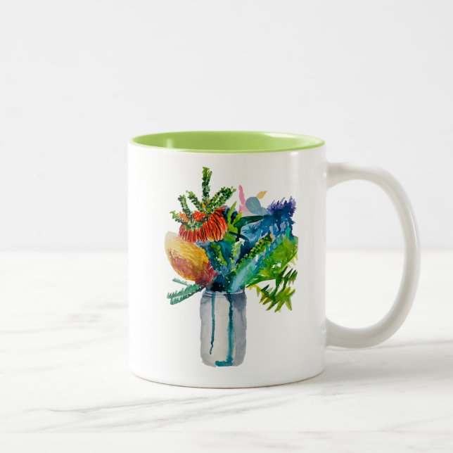 Tasse 2 Couleurs Aquarelle des fleurs australiennes (Droit)