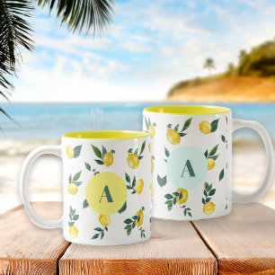 Tasse 2 Couleurs Aquarelle d'été frais citrons Nom personnalisé