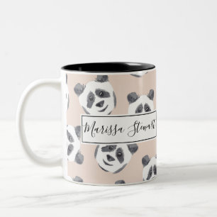 Tasse 2 Couleurs Aquarelle d'ours noir blanc blanc blanc blanc blan