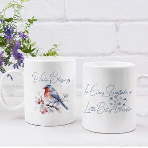 Tasse 2 Couleurs Aquarelle doux de flocon de neige d'hiver