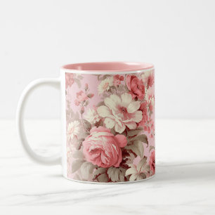 Tasse 2 Couleurs Aquarelle Ferme Roses roses et Cosmos blancs