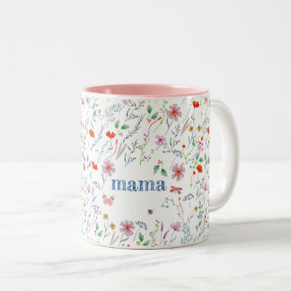 Tasse 2 Couleurs Aquarelle fleur sauvage mignonne maman de jour