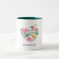 Aquarelle Floral Coeur Hummingbird Grand-mère Cade