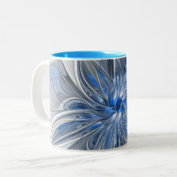 Aquarelle gris bleu Abstrait Fractal Art Flower