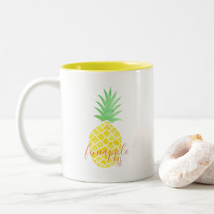 Tasse 2 Couleurs Aquarelle jaune et verte mignonne ananas AF