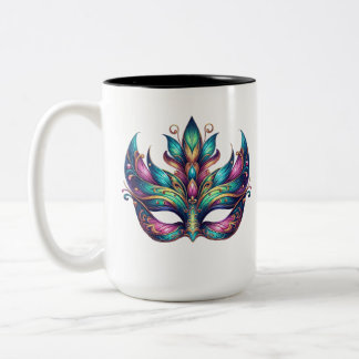 Tasse 2 Couleurs aquarelle Mardi Gras masque carnaval