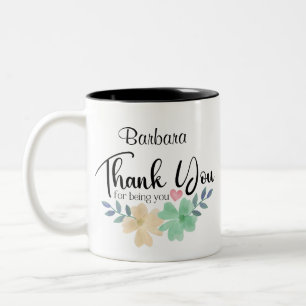 Tasse 2 Couleurs Aquarelle Merci Floral Pour Être Vous Personnalisé