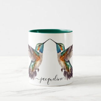 Tasse 2 Couleurs Aquarelle mignonne Funny Colibri Personnaliser le 