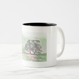 Tasse 2 Couleurs Aquarelle moderne des arbres enneigés colorés