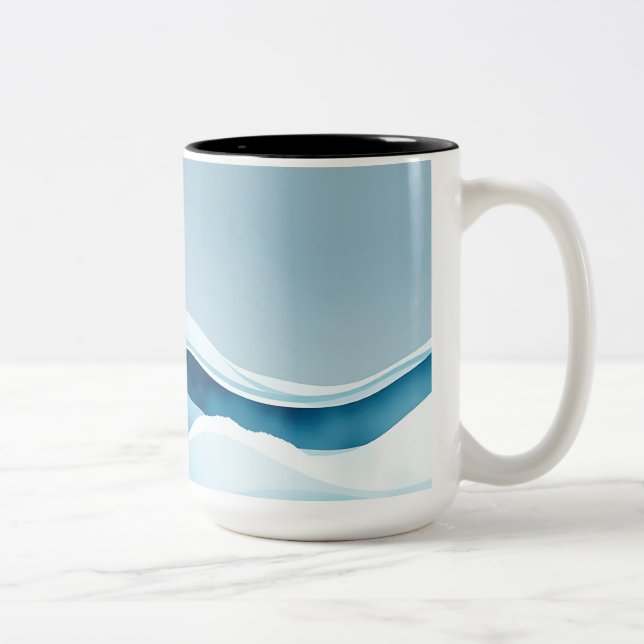 Tasse 2 Couleurs Aquarelle Ocean Waves (Droit)