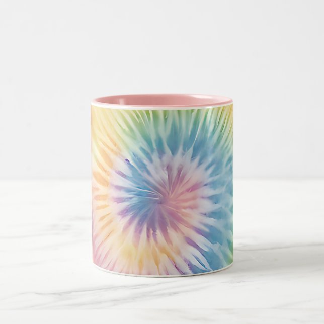 Tasse 2 Couleurs Aquarelle Pastel Rainbow Tie Dye (Centre)
