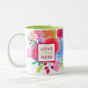 Tasse 2 Couleurs Aquarelle personnalisée Amour floral