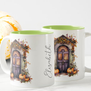 Tasse 2 Couleurs Aquarelle personnalisée Vintage Citrouille de port