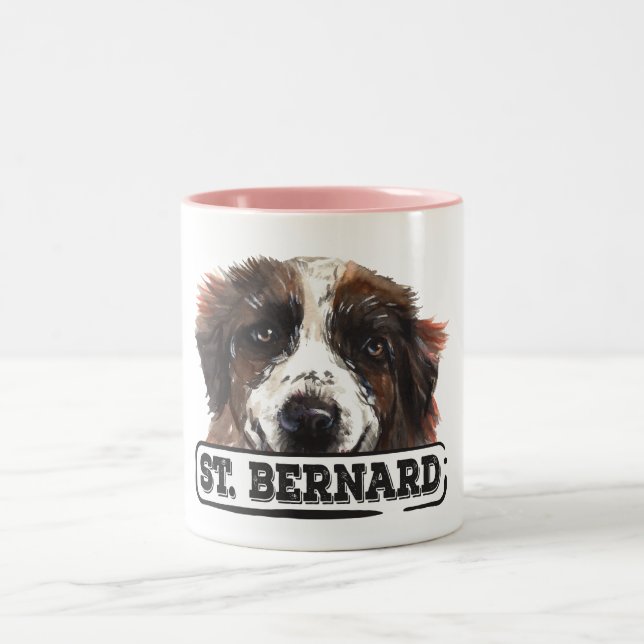 Tasse 2 Couleurs Aquarelle St. Bernard (Centre)